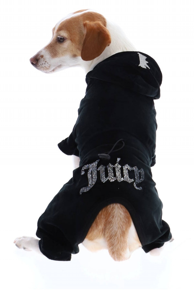 Juicy Couture Pet Velour Tracksuit M/L Svarte | JC-SN652312