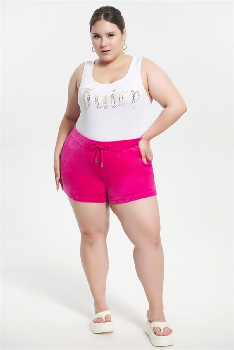 Juicy Couture Plus-size Big Bling Velour Shorts Rosa | JC-SN651597