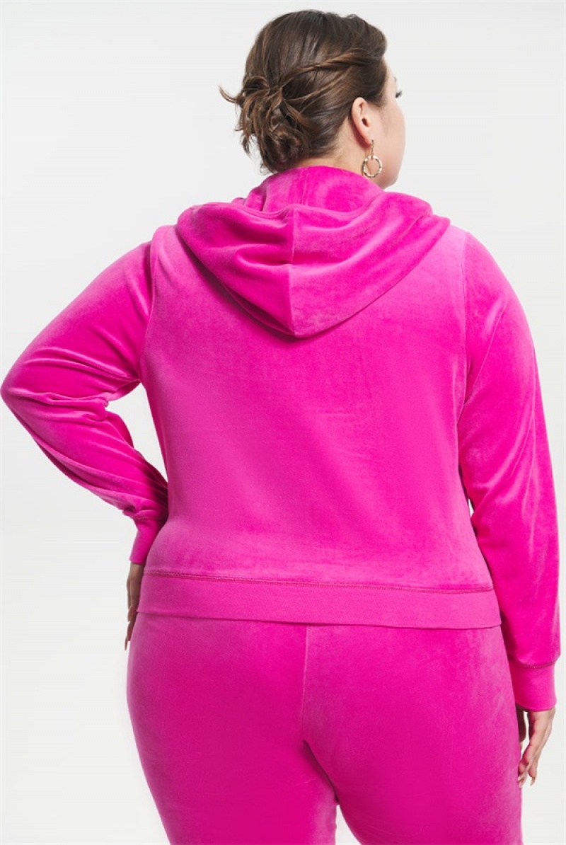 Juicy Couture Plus-size Classic Bomull Velour Hoodie Rosa | JC-SN651524