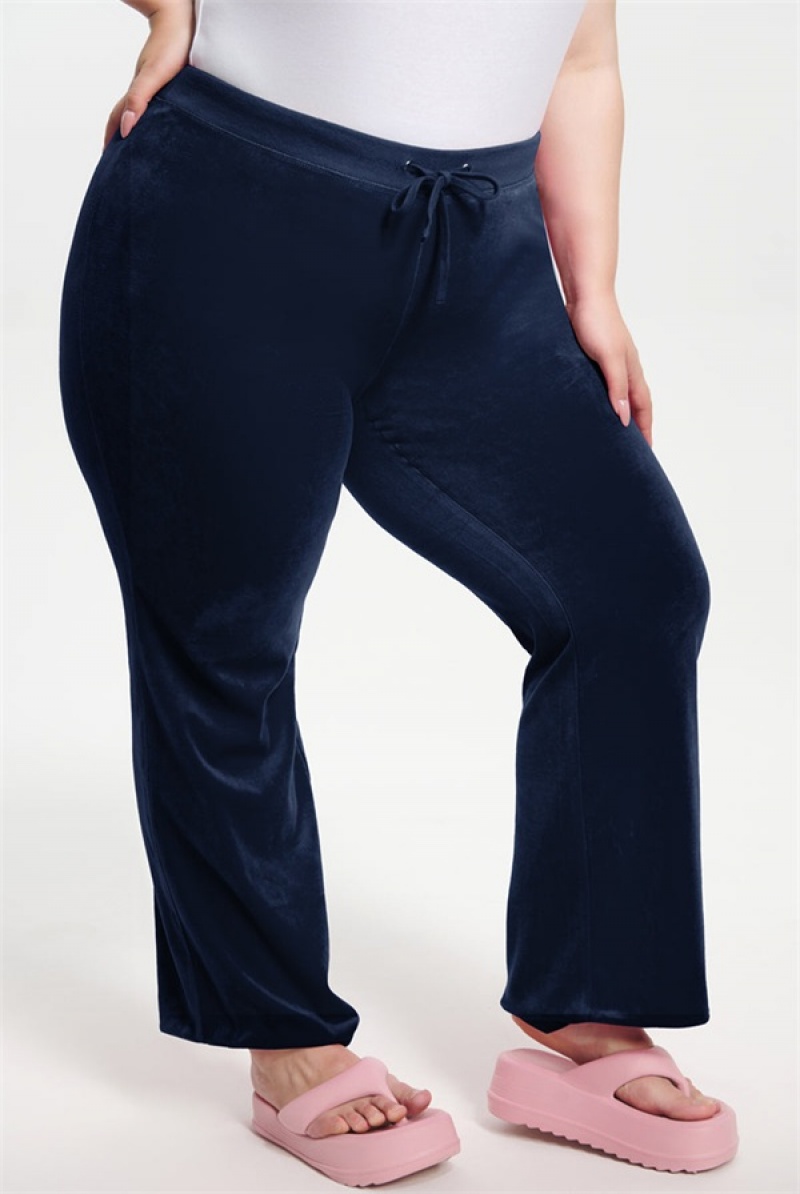 Juicy Couture Plus-size Classic Bomull Velour Track Pants Blå | JC-SN651599