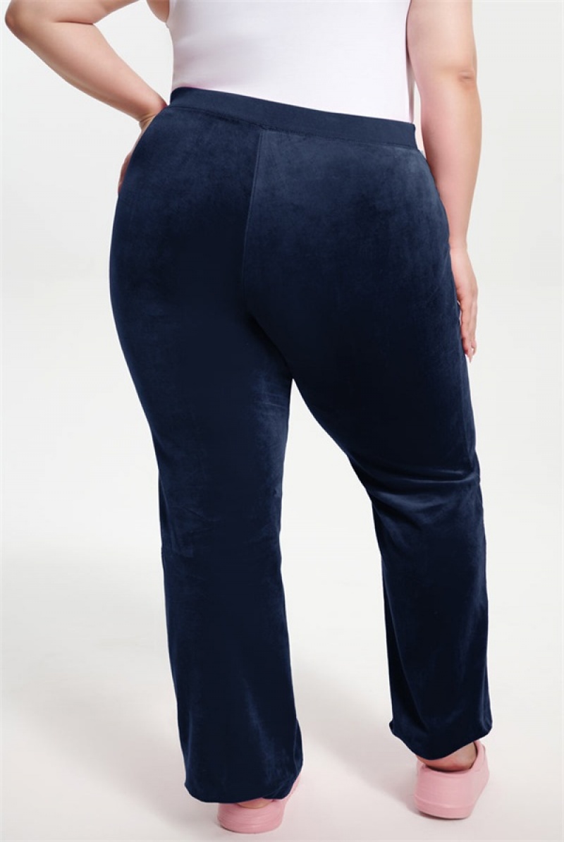 Juicy Couture Plus-size Classic Bomull Velour Track Pants Blå | JC-SN651599