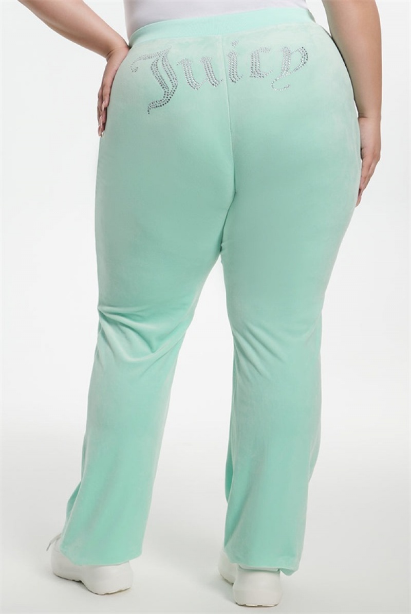 Juicy Couture Plus-size Og Big Bling Velour Track Pants Mint | JC-SN651600