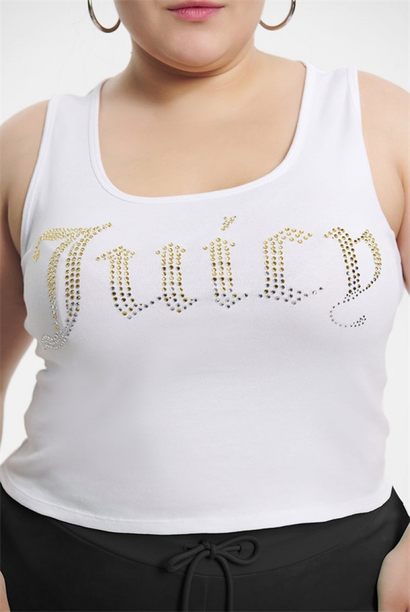 Juicy Couture Plus-size Ombre Bling Tank Top Hvite | JC-SN651621