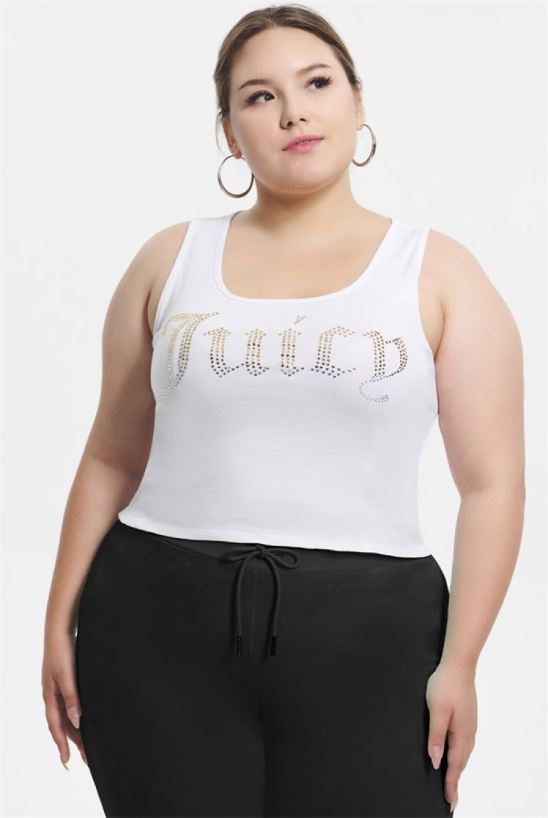 Juicy Couture Plus-size Ombre Bling Tank Top Hvite | JC-SN651621