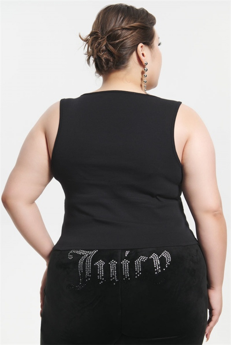 Juicy Couture Plus-size Ombre Bling Tank Top Svarte | JC-SN651626