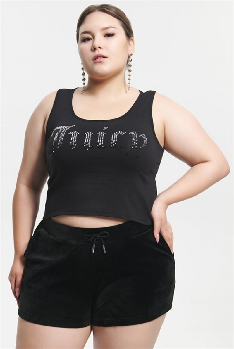 Juicy Couture Plus-size Ombre Bling Tank Top Svarte | JC-SN651626