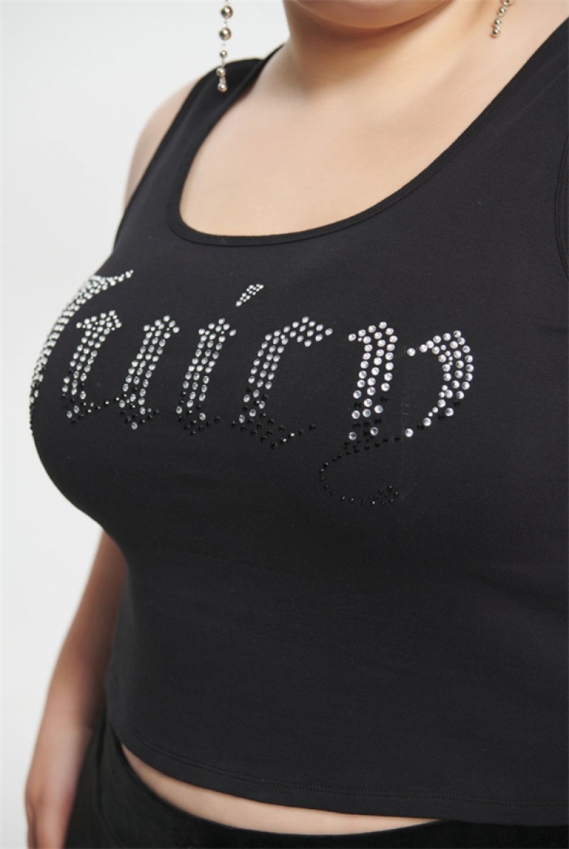 Juicy Couture Plus-size Ombre Bling Tank Top Svarte | JC-SN651626