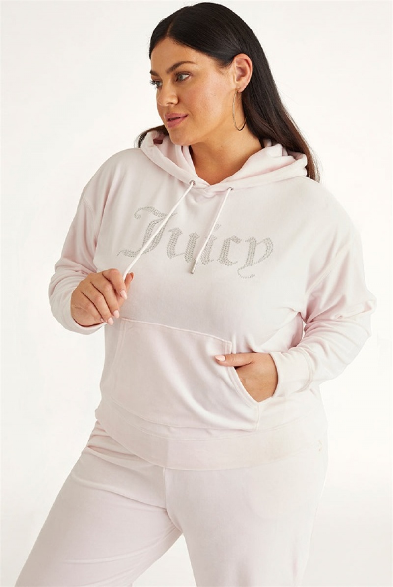 Juicy Couture Plus-size Oversized Bling Big Velour Hoodie Lyse Rosa | JC-SN651543