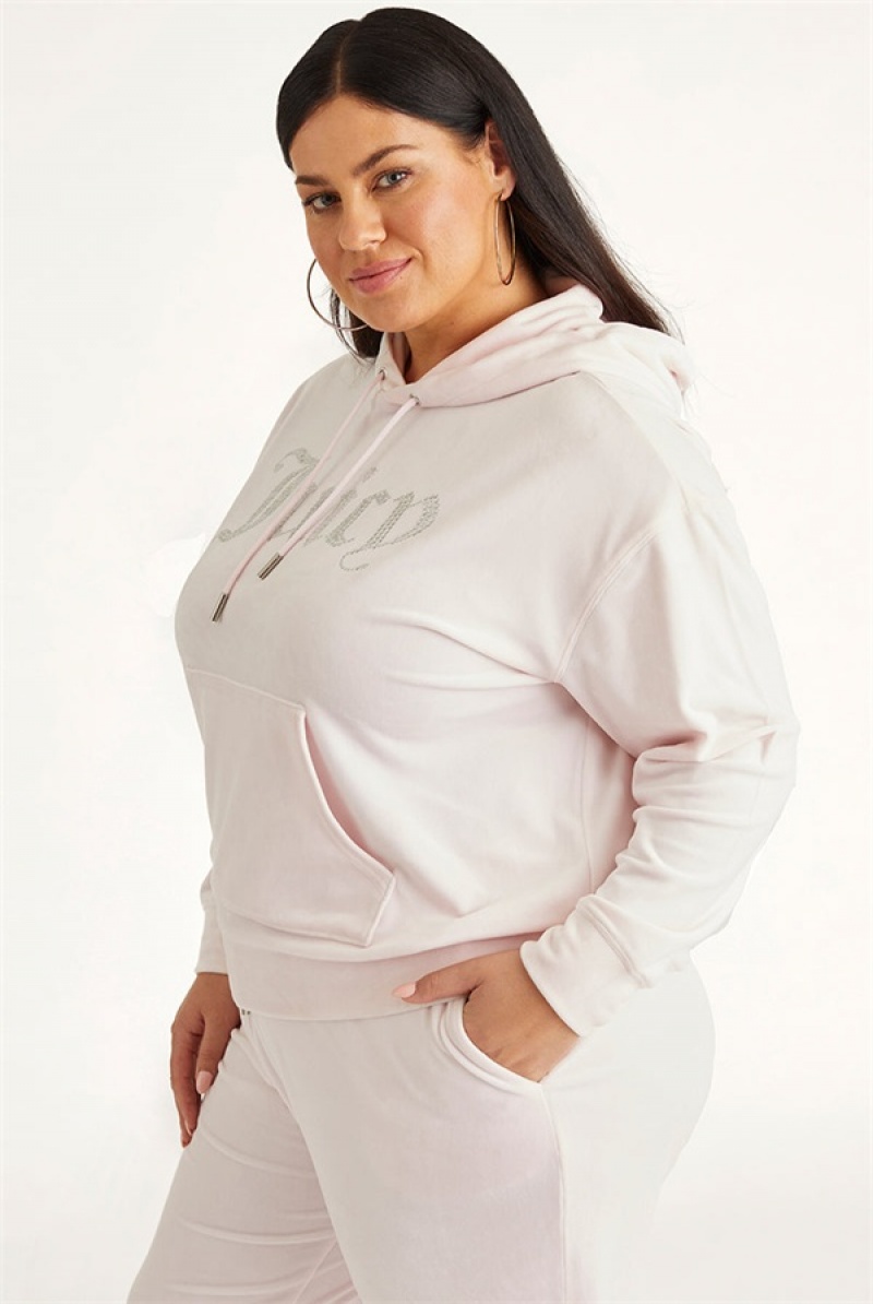 Juicy Couture Plus-size Oversized Bling Big Velour Hoodie Lyse Rosa | JC-SN651543