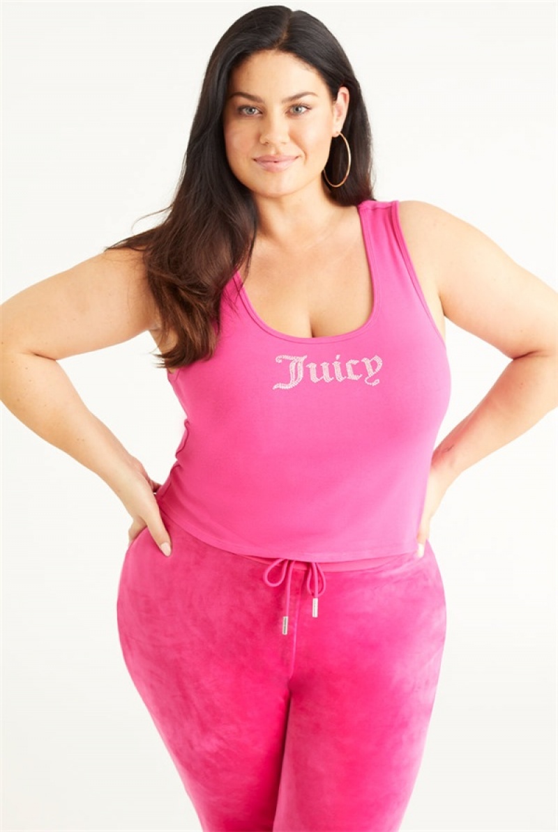 Juicy Couture Plus-size Small Bling Tank Top Rosa | JC-SN651614