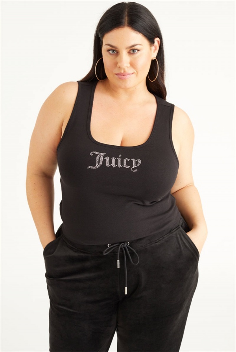 Juicy Couture Plus-size Small Bling Tank Top Svarte | JC-SN651615