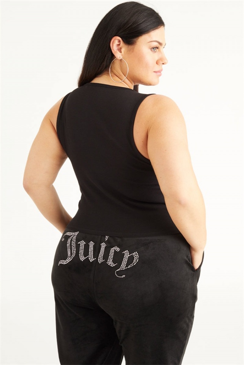 Juicy Couture Plus-size Small Bling Tank Top Svarte | JC-SN651615