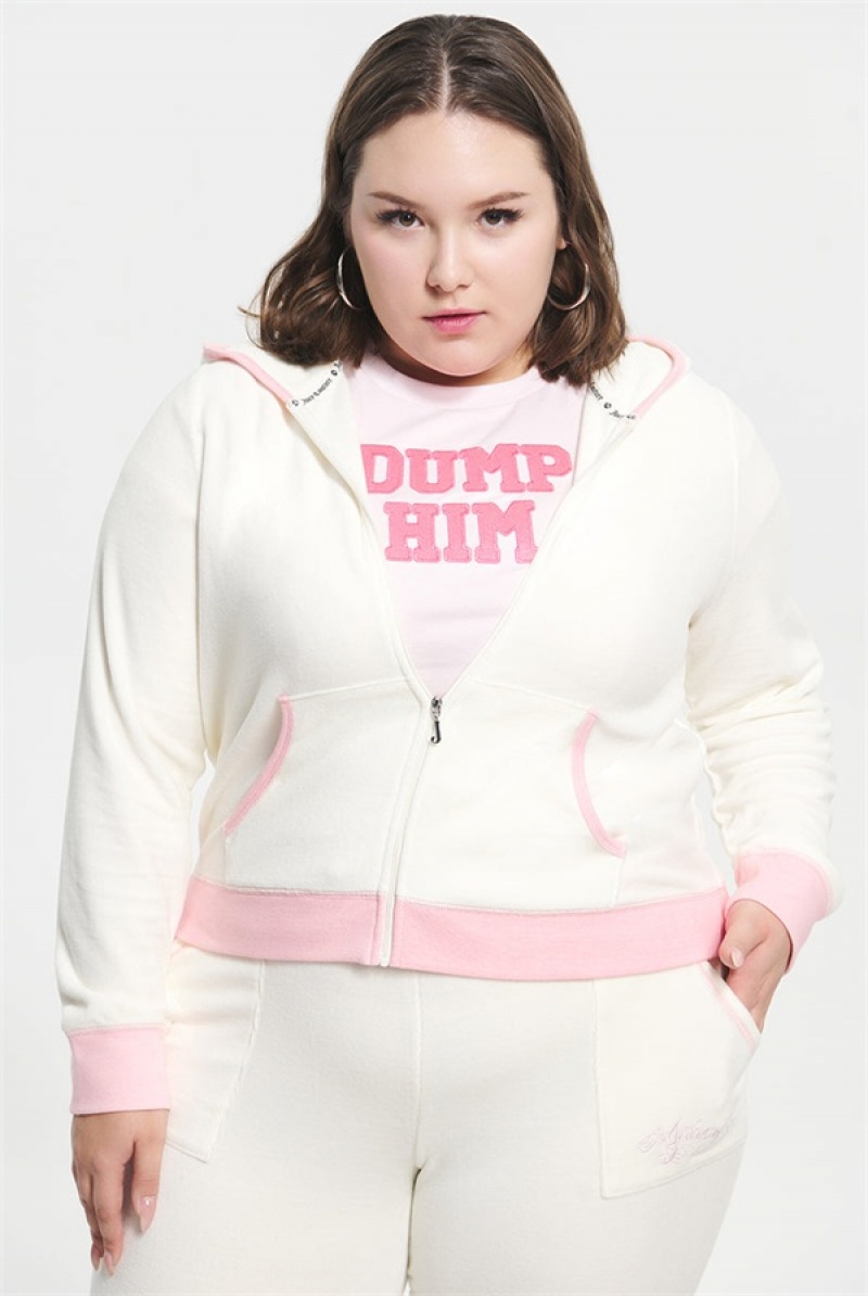 Juicy Couture Plus-size Sweetheart Bomull Velour Hoodie Hvite | JC-SN651579