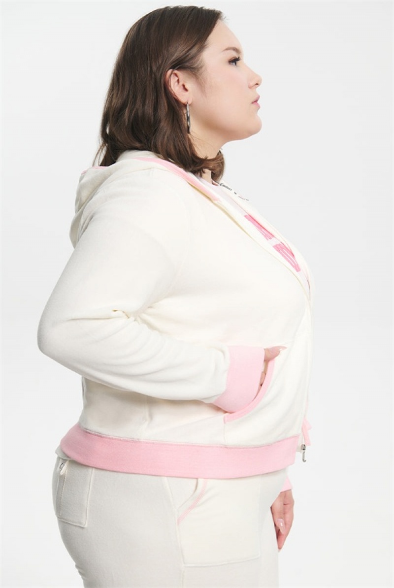 Juicy Couture Plus-size Sweetheart Bomull Velour Hoodie Hvite | JC-SN651579