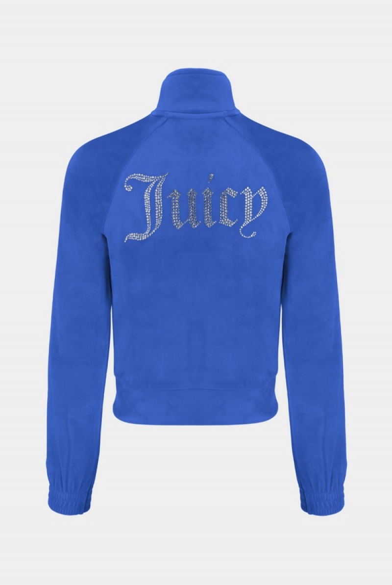 Juicy Couture Regatta Velour Diamante Tracktop Blå | JC-SN652058