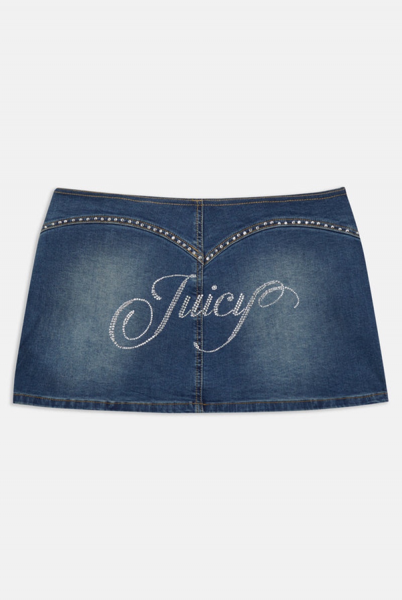 Juicy Couture Rodeo Mini Skirt Blå | JC-SN652299