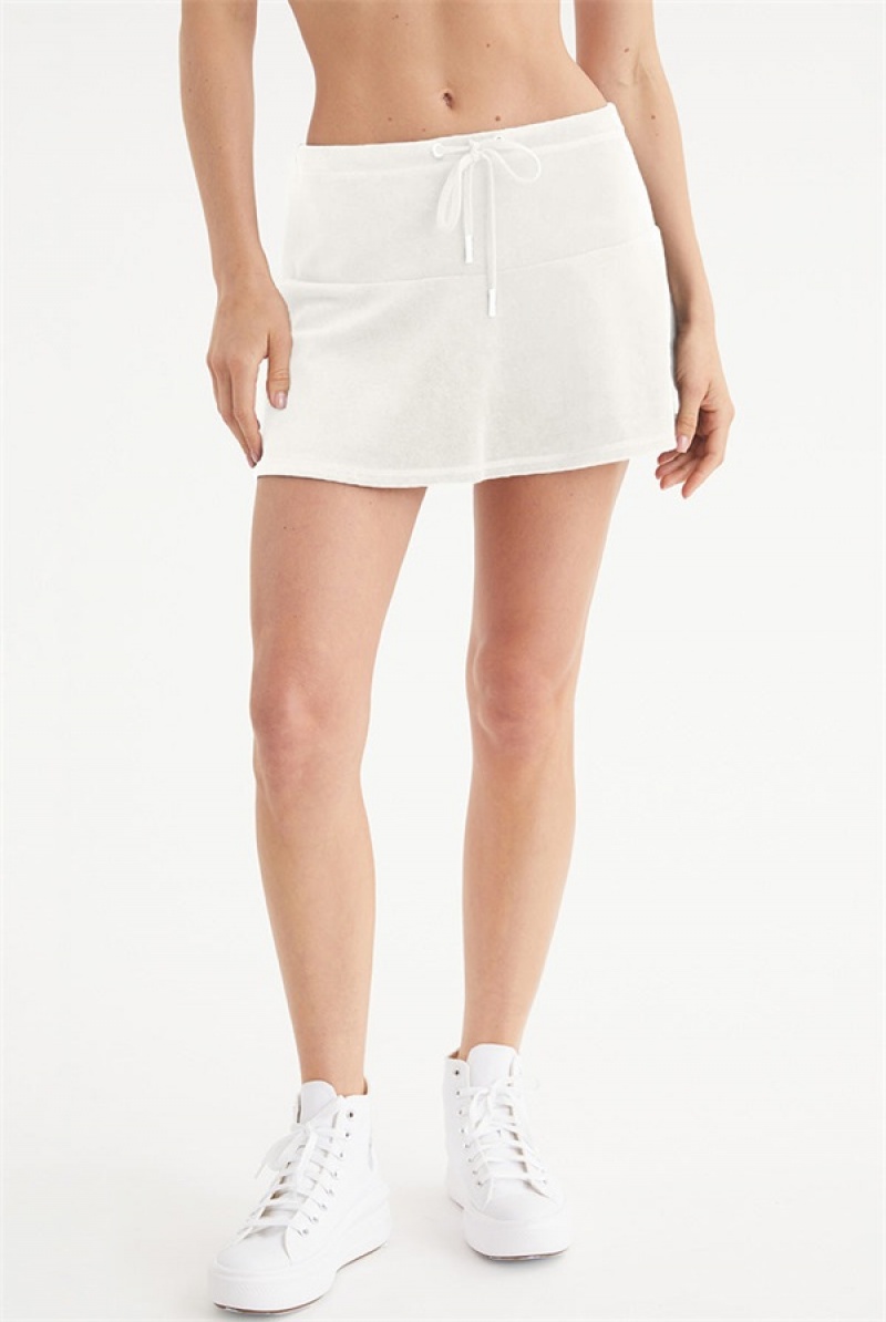 Juicy Couture Scottie Bomull Velour Mini Skirt Hvite | JC-SN651830