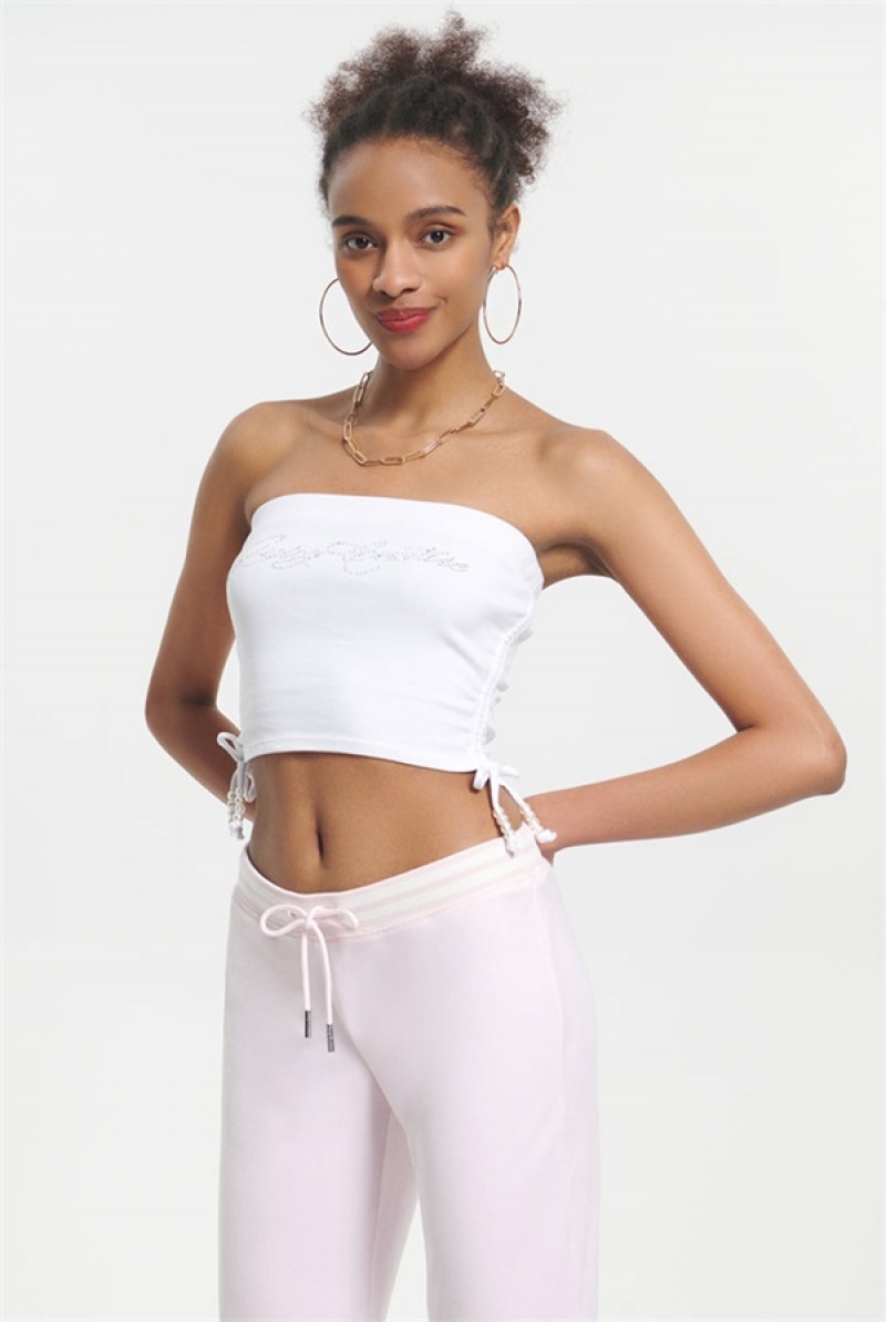 Juicy Couture Script Bling Tube Top Hvite | JC-SN651643