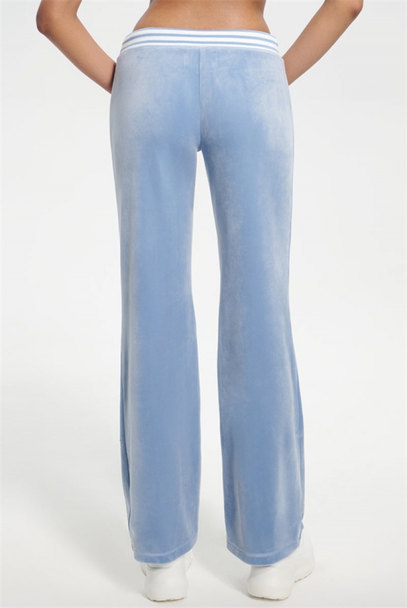 Juicy Couture Script Bling Velour Track Pants Blå | JC-SN651606