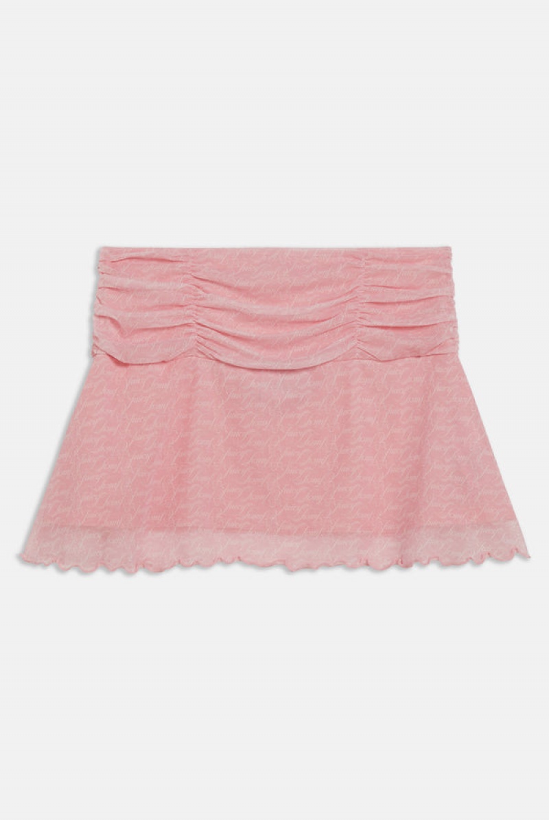 Juicy Couture Script Mesh Flippy Mini Skirt Rosa | JC-SN652294