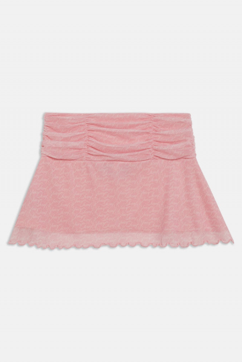 Juicy Couture Script Mesh Flippy Mini Skirt Rosa | JC-SN652294