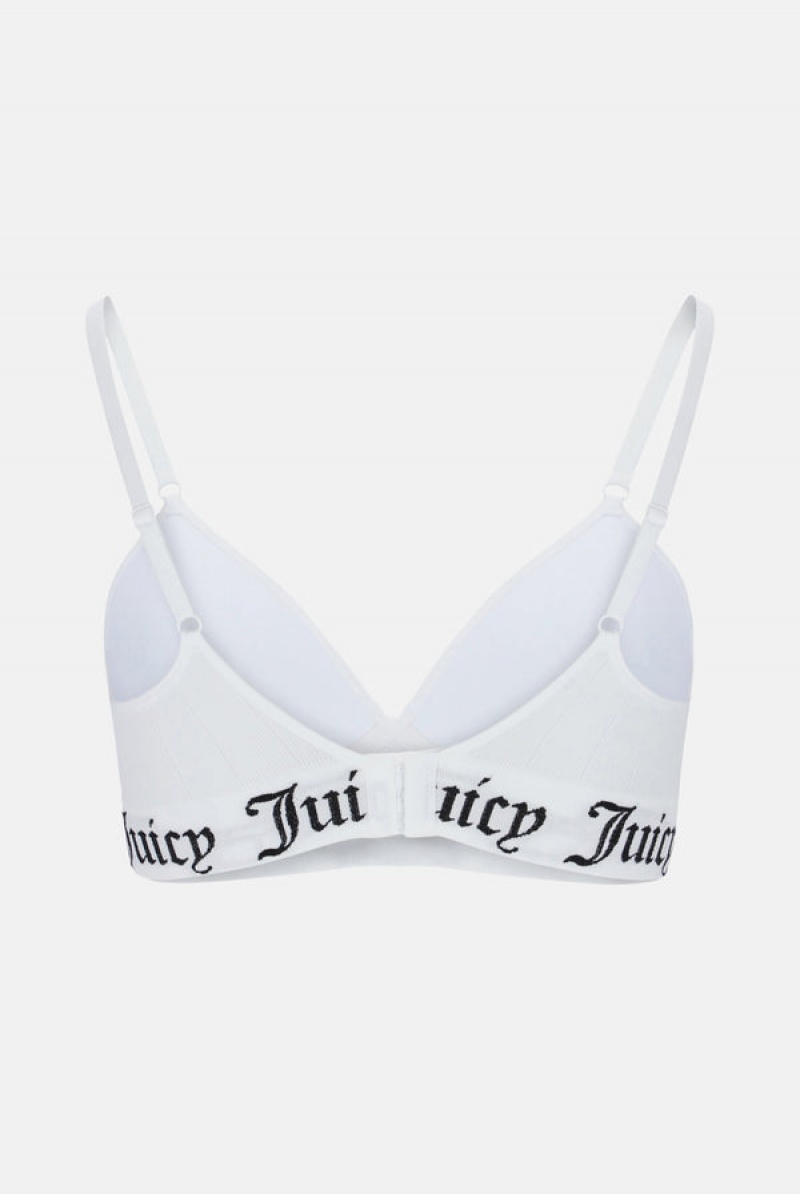 Juicy Couture Seamless Rib Moulded Cup Triangle Bra Hvite | JC-SN652236