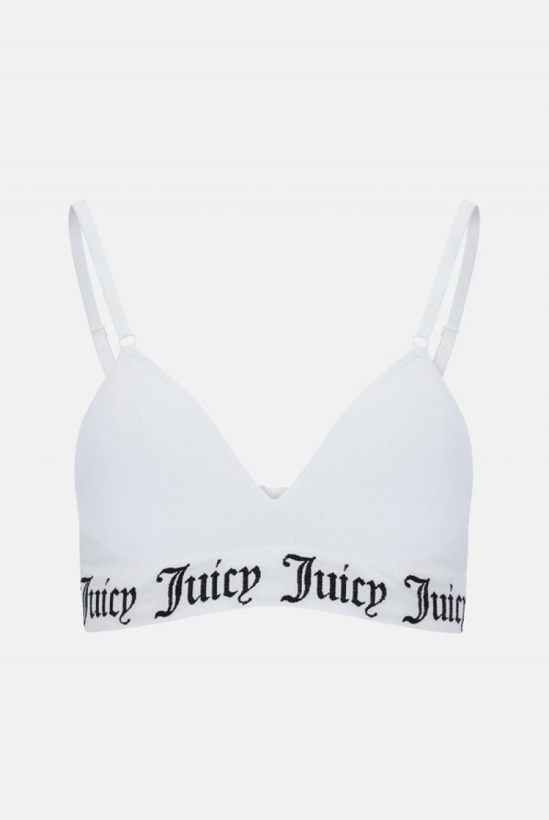 Juicy Couture Seamless Rib Moulded Cup Triangle Bra Hvite | JC-SN652236