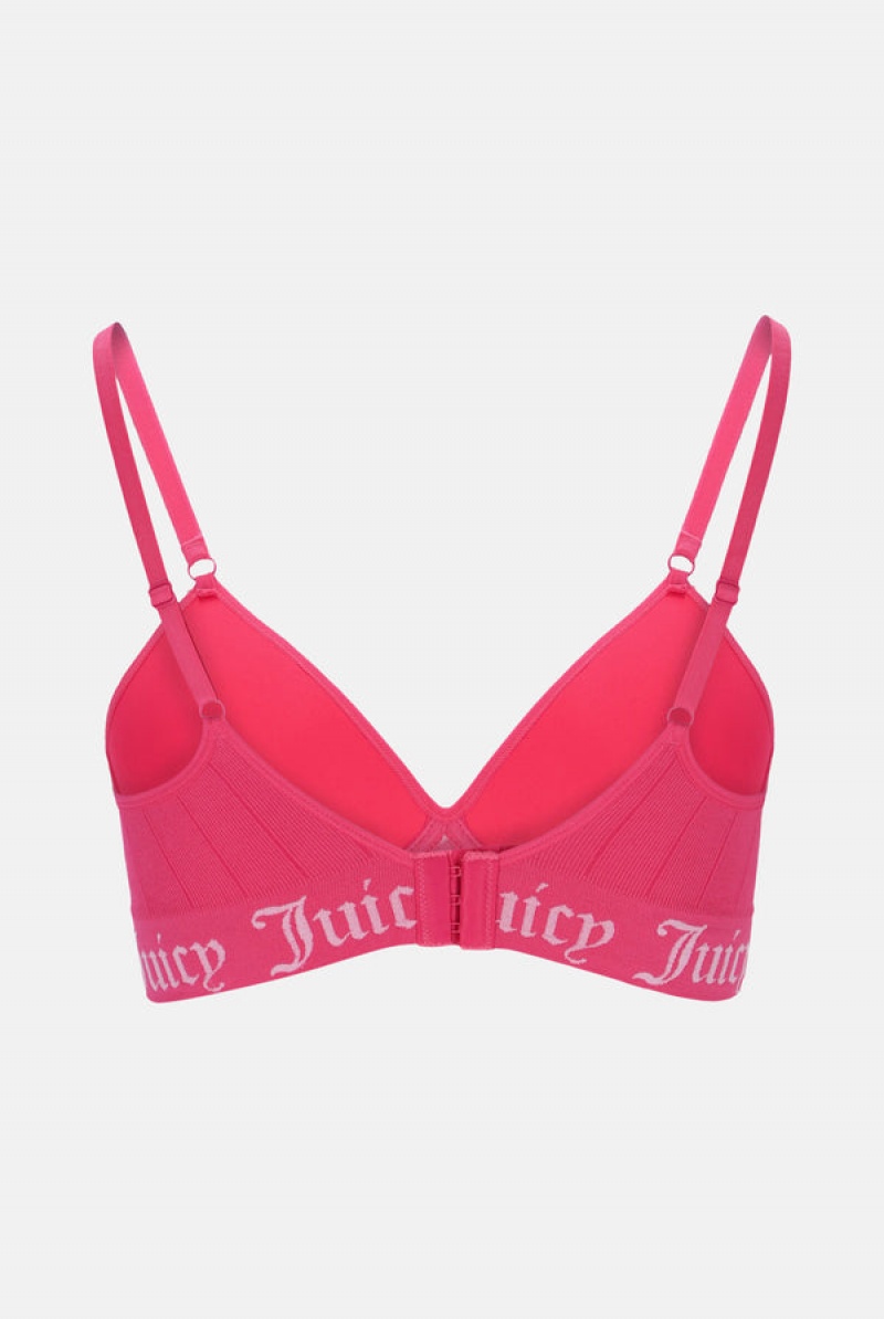 Juicy Couture Seamless Rib Moulded Cup Triangle Bra Rosa | JC-SN652237