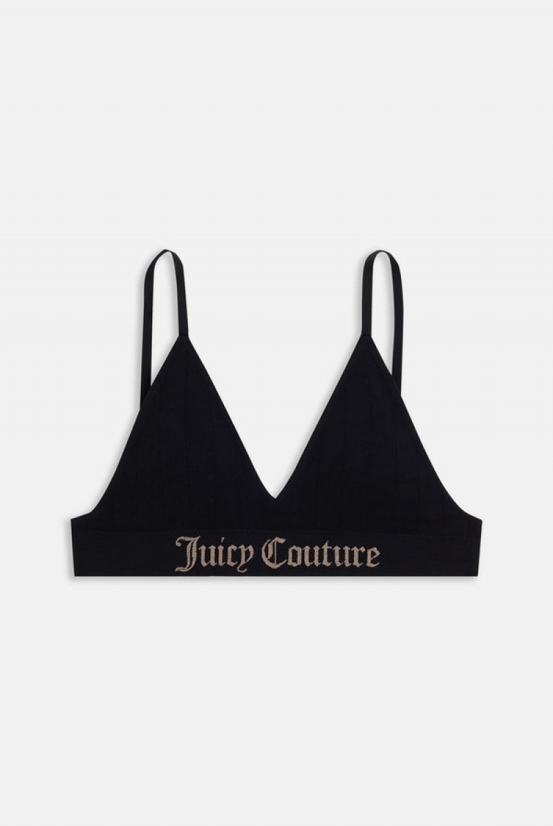 Juicy Couture Seamless Rib Triangle Set Svarte | JC-SN652281