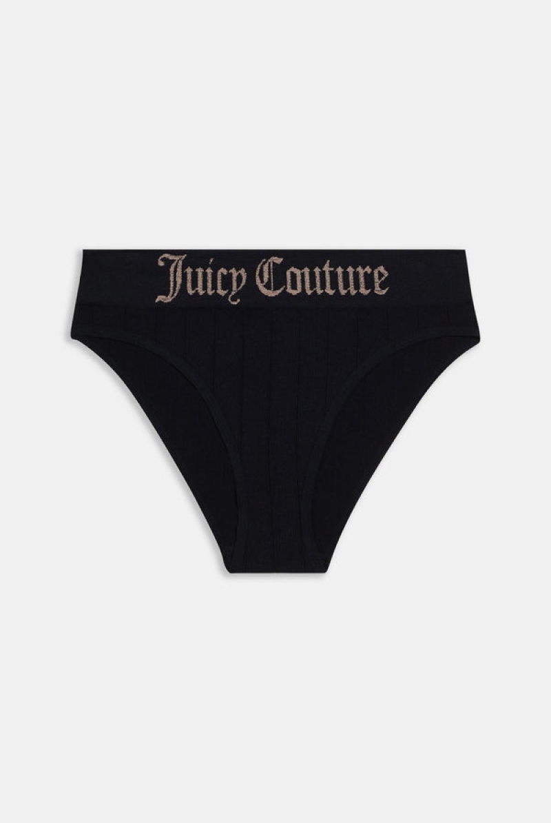 Juicy Couture Seamless Rib Triangle Set Svarte | JC-SN652281