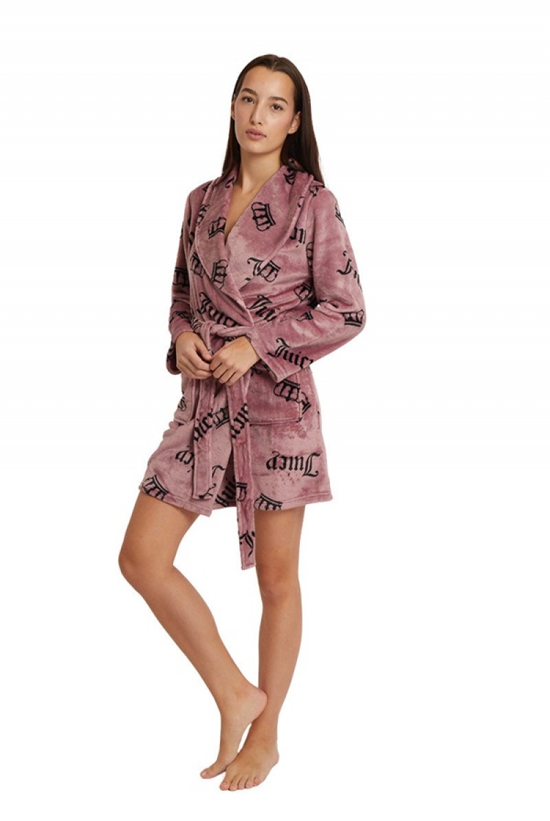 Juicy Couture Shawl Collar Plush Robe Lilla | JC-SN651787