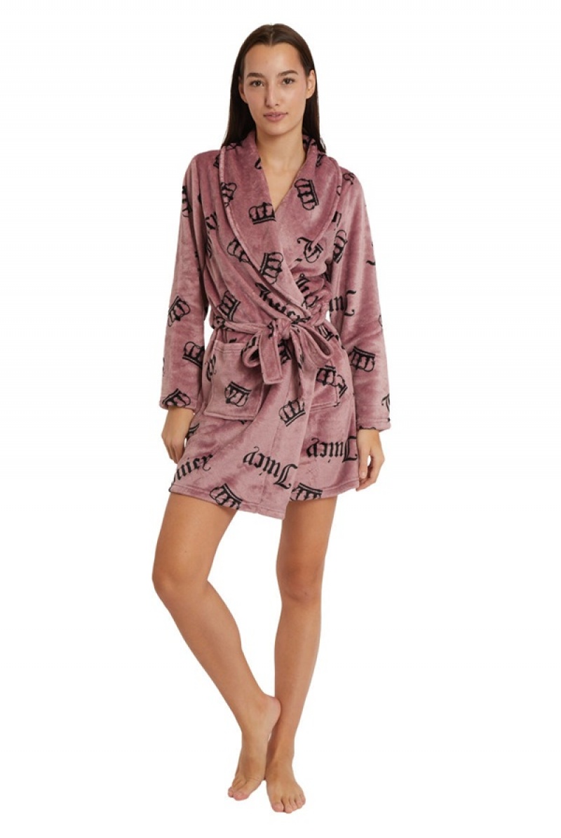 Juicy Couture Shawl Collar Plush Robe Lilla | JC-SN651787