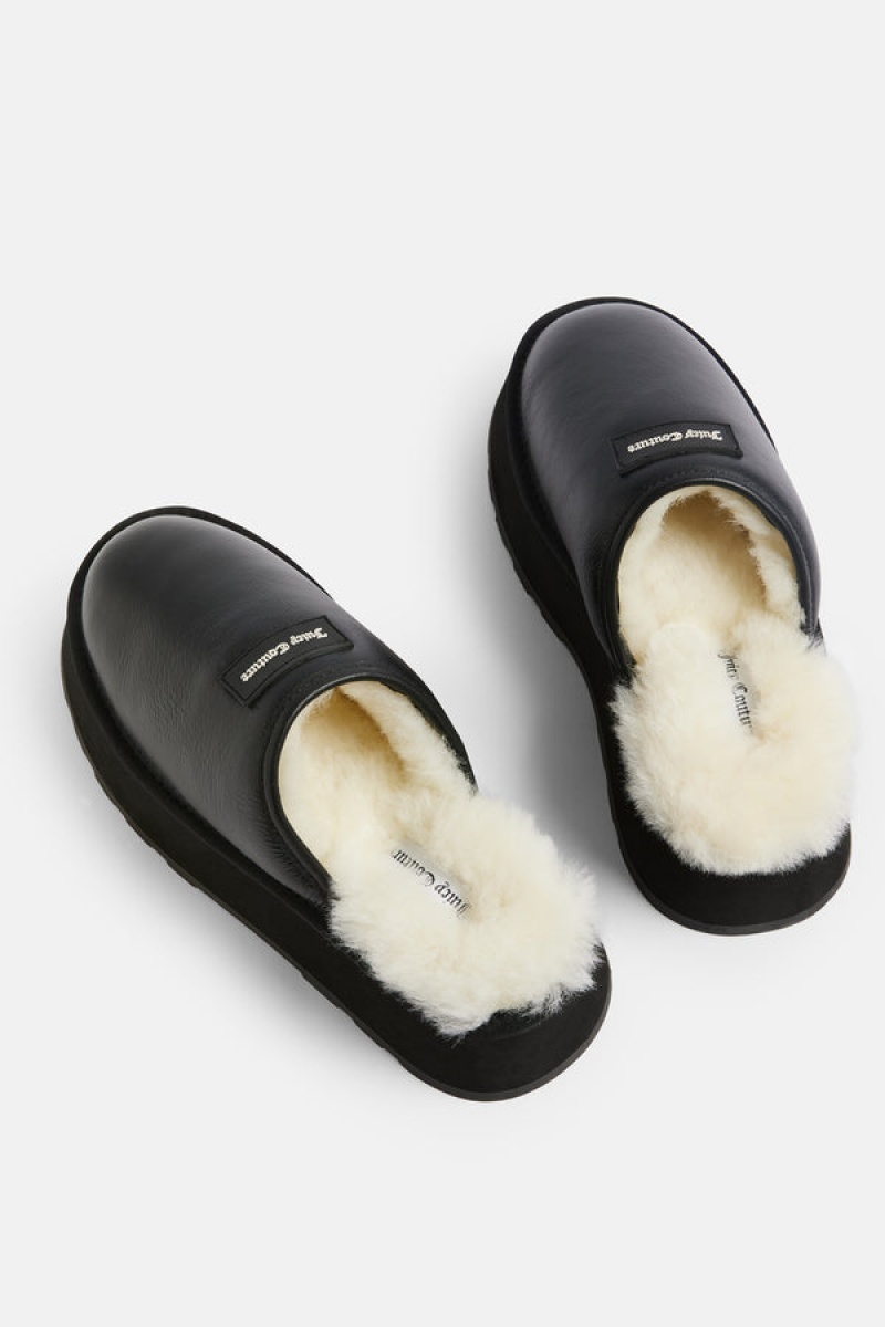 Juicy Couture Sheepskin Shearling Clog Svarte | JC-SN652194