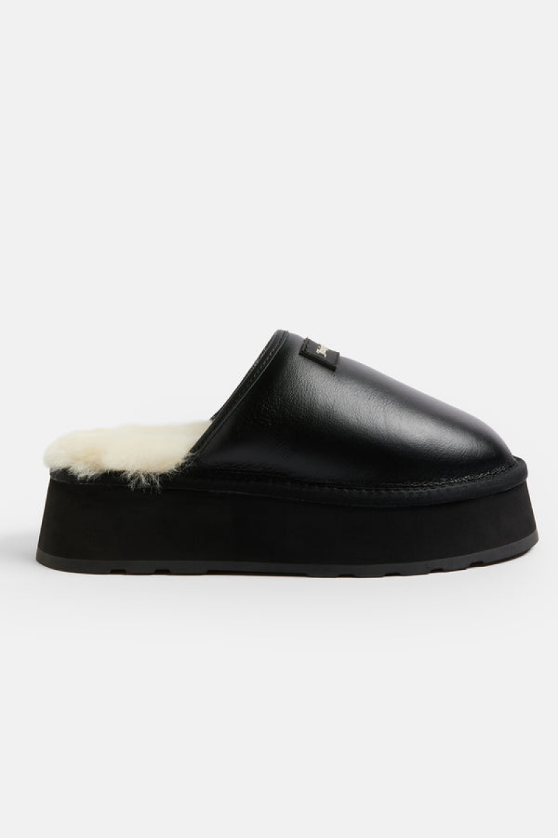 Juicy Couture Sheepskin Shearling Clog Svarte | JC-SN652194