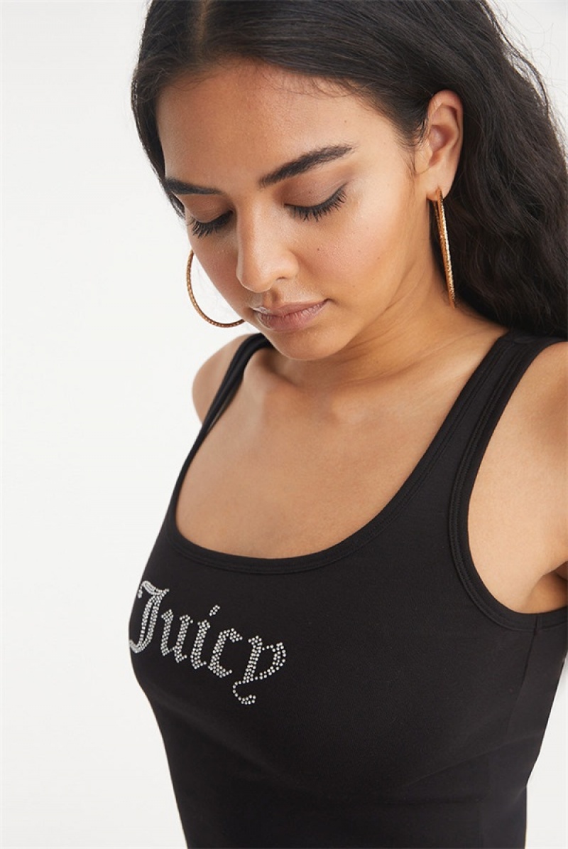 Juicy Couture Small Bling Tank Top Svarte | JC-SN651620