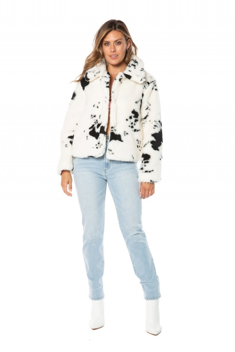 Juicy Couture Spotted Faux Sherpa Jacket Hvite | JC-SN651681