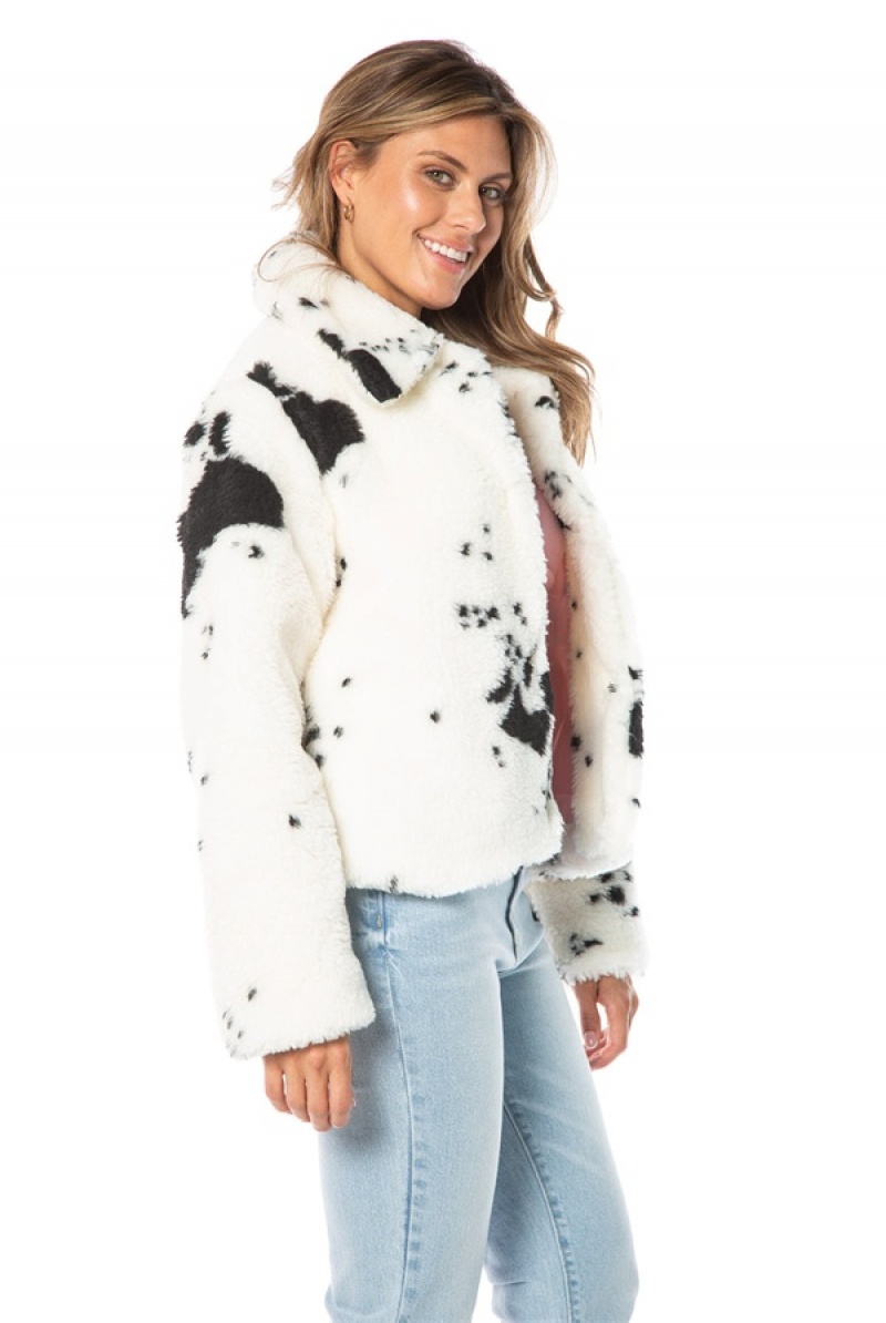 Juicy Couture Spotted Faux Sherpa Jacket Hvite | JC-SN651681