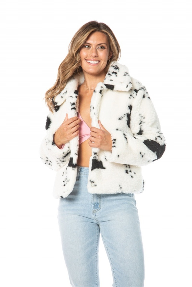 Juicy Couture Spotted Faux Sherpa Jacket Hvite | JC-SN651681