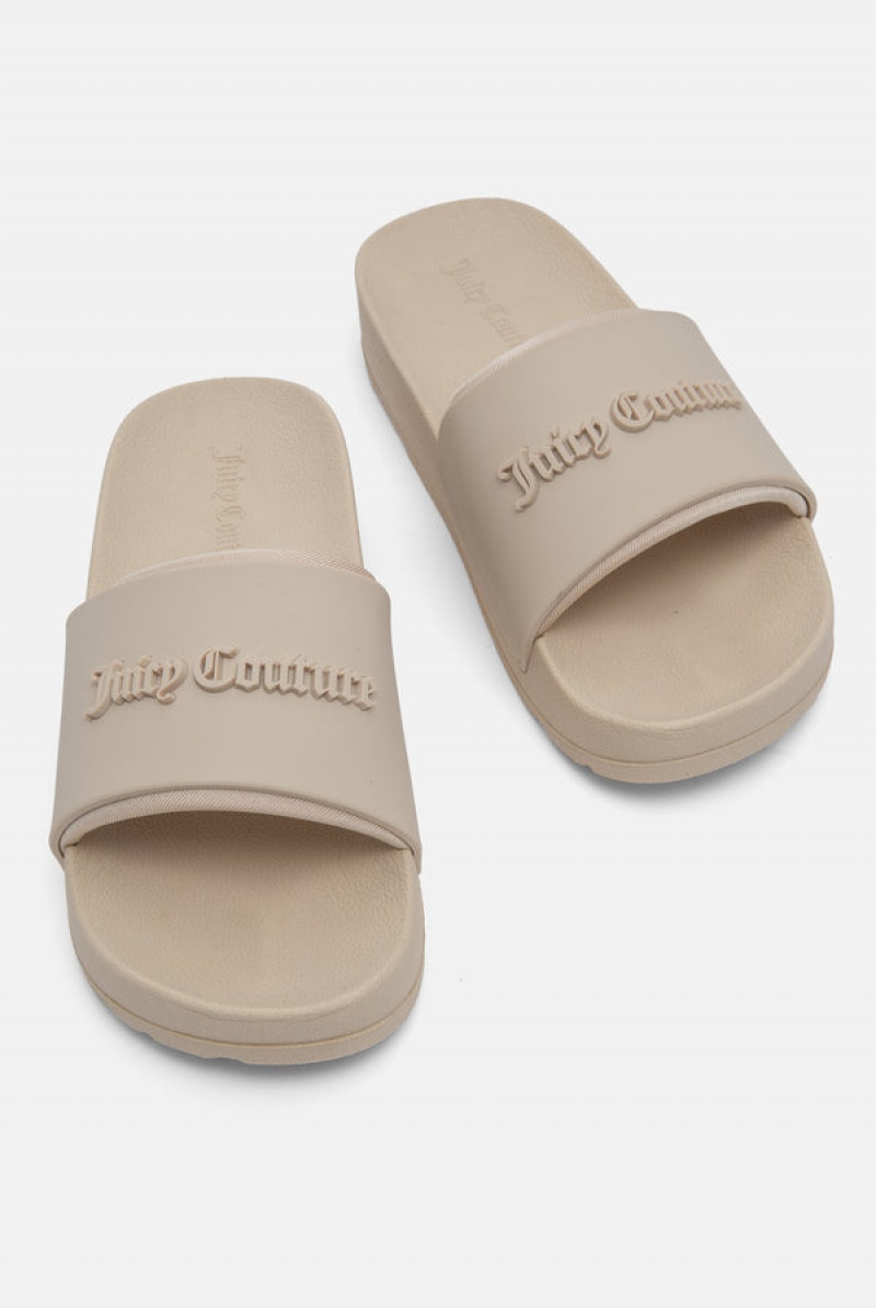 Juicy Couture Stacked Embossed Sliders Brune | JC-SN652204