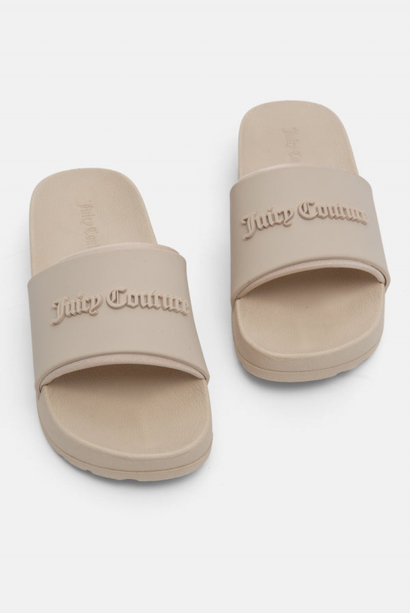 Juicy Couture Stacked Embossed Sliders Brune | JC-SN652204