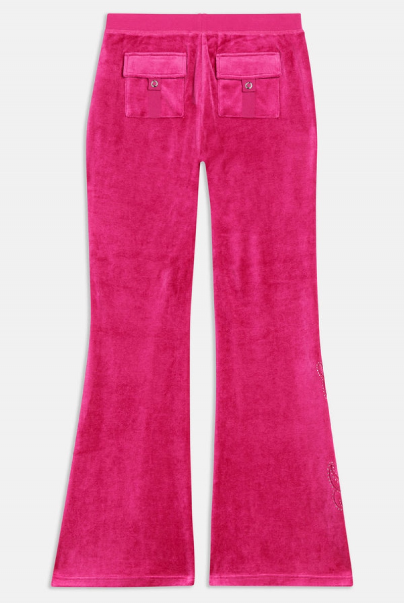 Juicy Couture Ultra Low Rise Bamboo Velour Heritage Crest Pocketed Bottoms Rosa | JC-SN651952