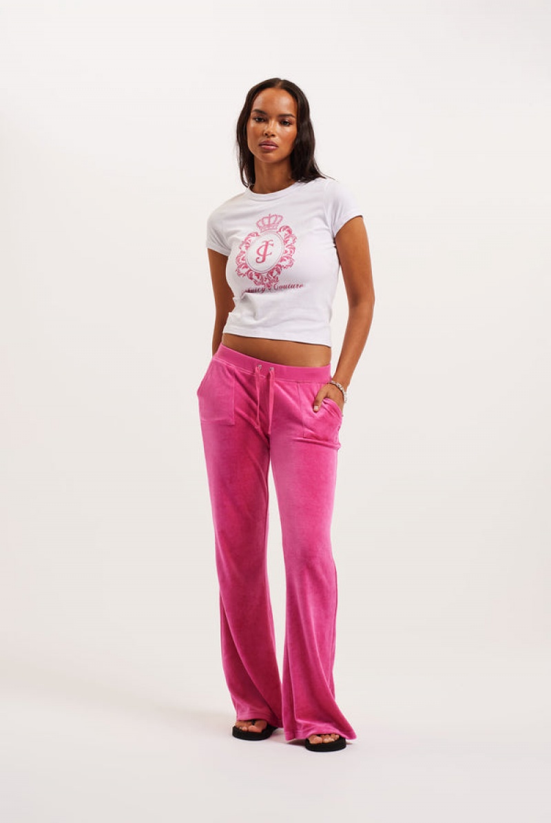 Juicy Couture Ultra Low Rise Bamboo Velour Heritage Pocketed Bottoms Rosa | JC-SN652155