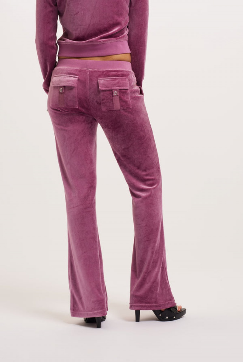 Juicy Couture Ultra Low Rise Bamboo Velour Heritage Pocketed Bottoms Lilla | JC-SN652157