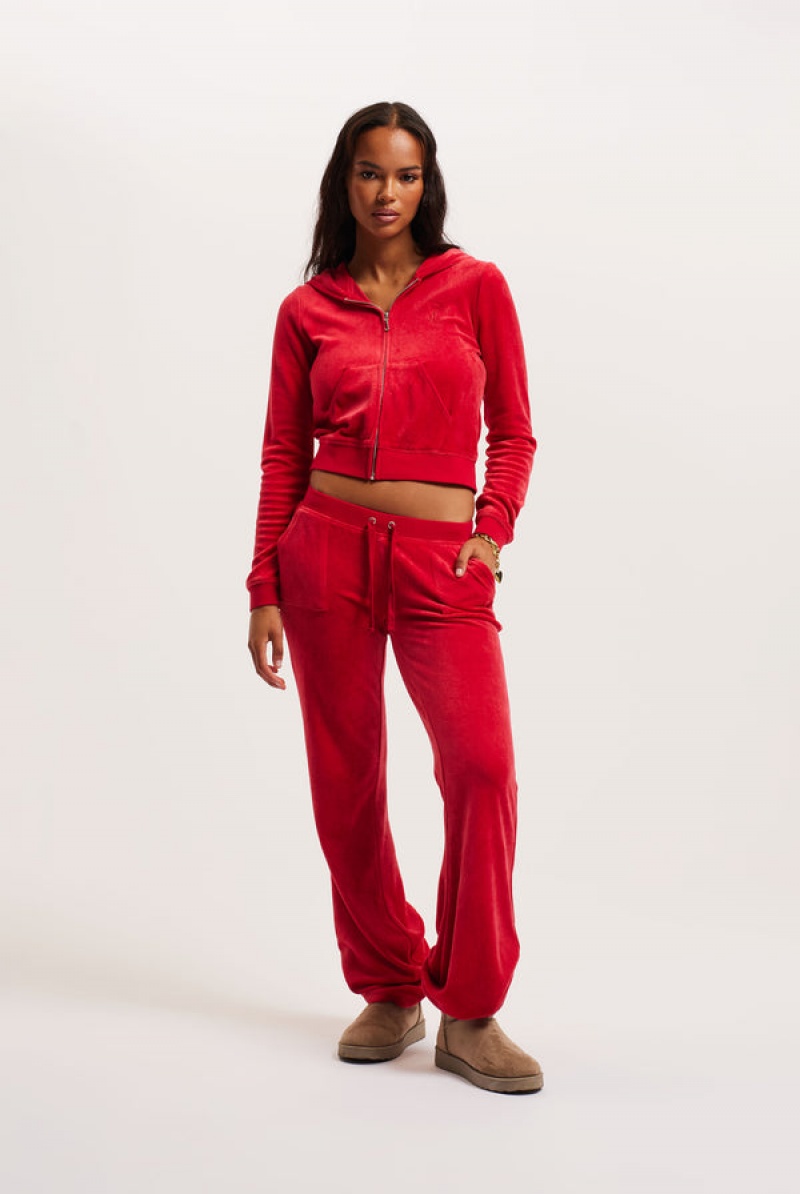 Juicy Couture Ultra Low Rise Bamboo Velour Heritage Pocketed Bottoms Rød | JC-SN652164