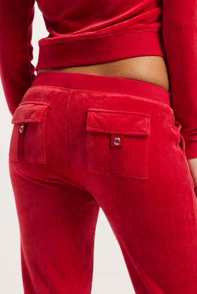 Juicy Couture Ultra Low Rise Bamboo Velour Heritage Pocketed Bottoms Rød | JC-SN652164