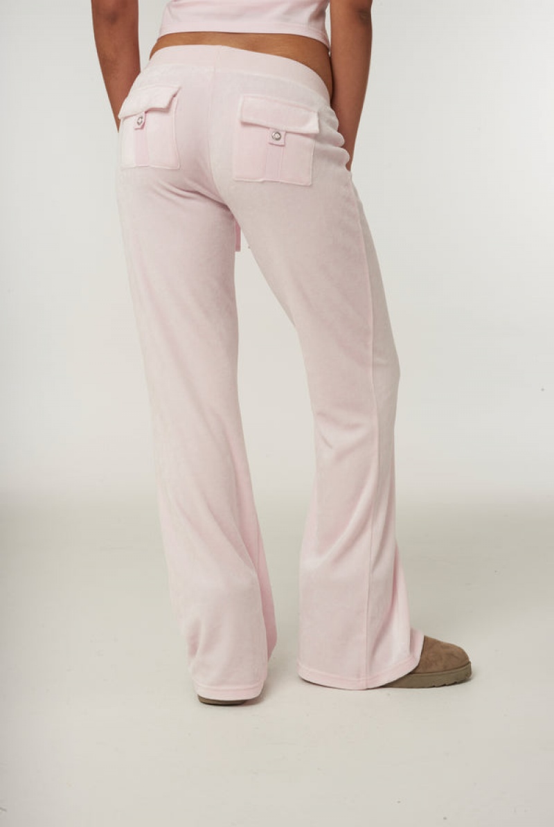 Juicy Couture Ultra Low Rise Bamboo Velour Heritage Dog Crest Pocketed Bottoms Rosa | JC-SN652169