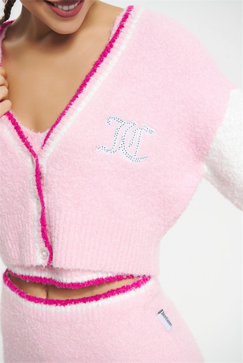 Juicy Couture Varsity Knit Cardigan Rosa | JC-SN651629