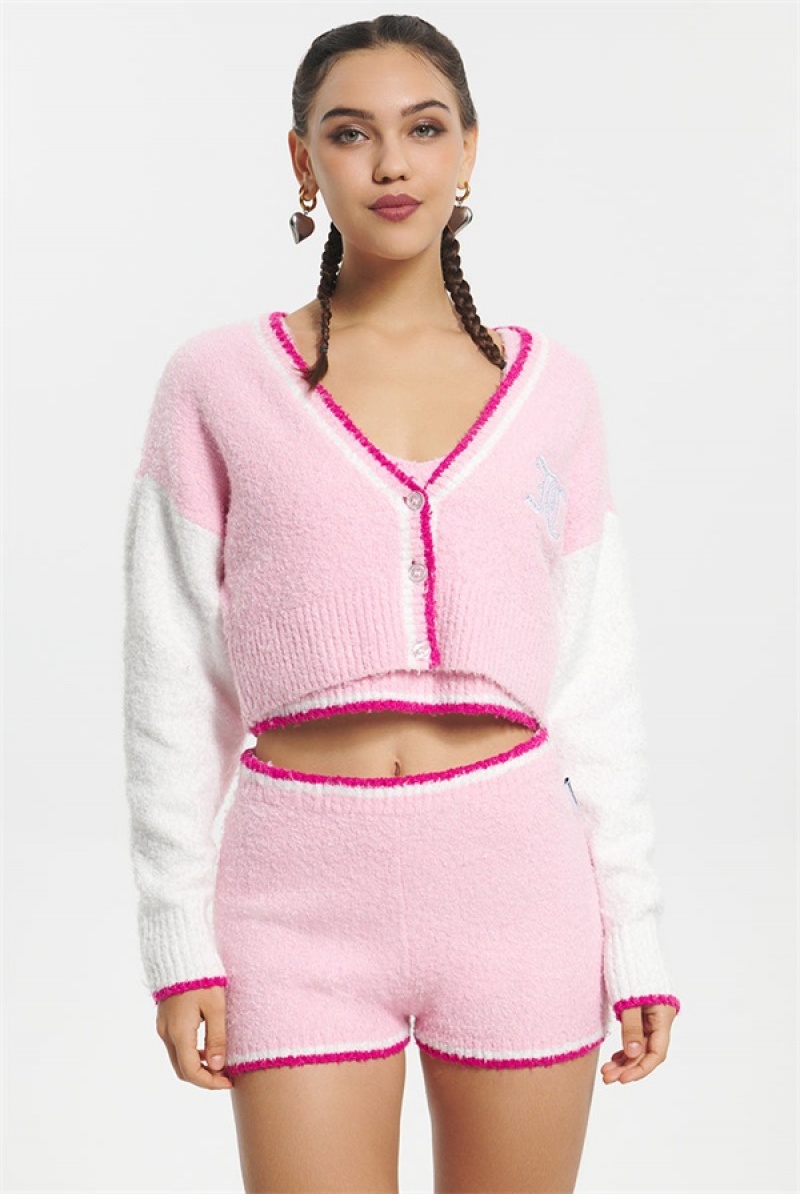 Juicy Couture Varsity Knit Cardigan Rosa | JC-SN651629