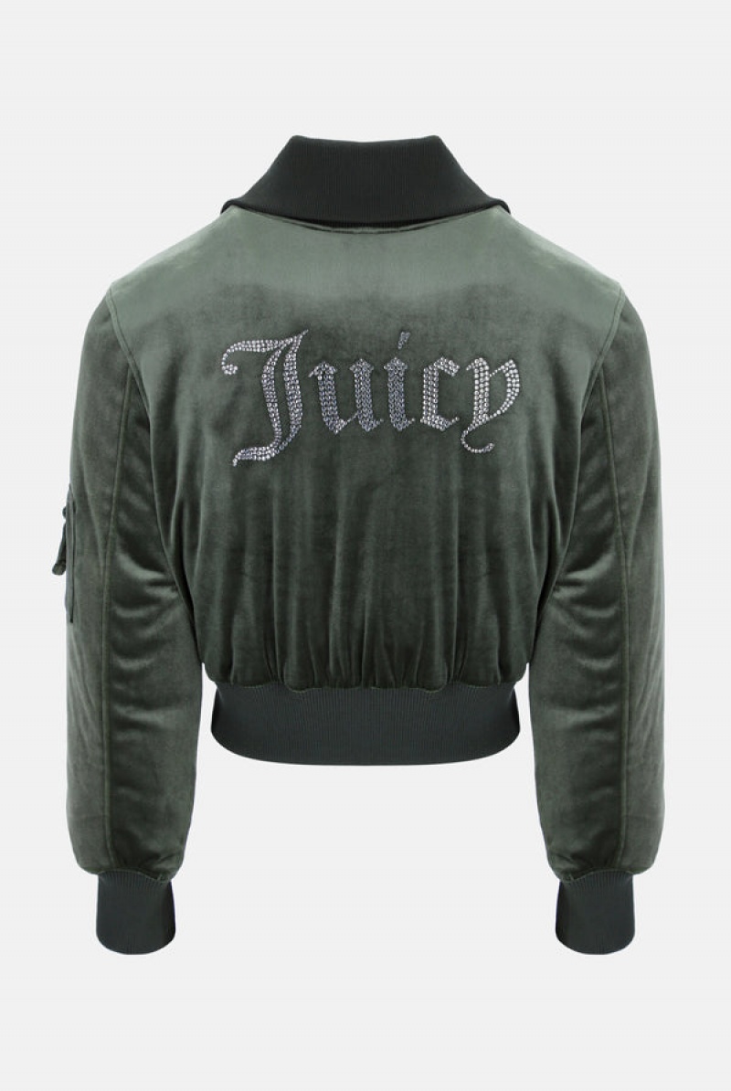 Juicy Couture Velour Bomber Jacket Grønn | JC-SN652301