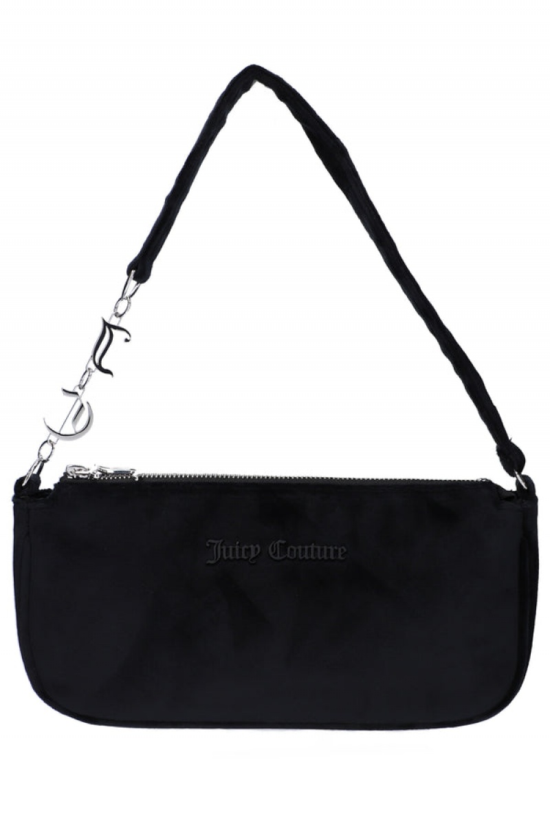 Juicy Couture Velour Charm Shoulder Bag Svarte | JC-SN652207